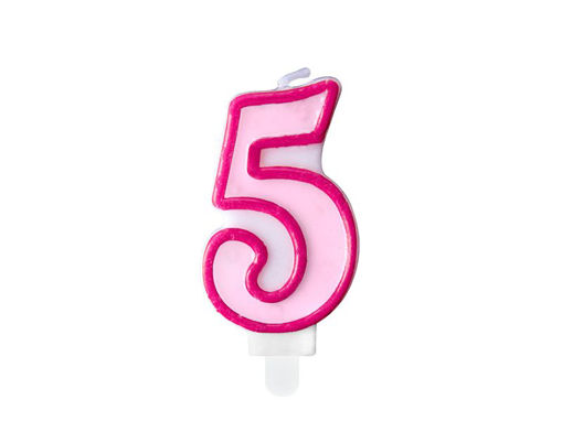 Picture of BIRTHDAY CANDLE PINK NUMBER 5